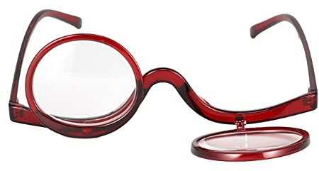 Milya Make-Up Brille Lesebrille Schminkbrille Rotatable Flip Up Drehbare Presbyopie Sehhilfe Lesehilfe mit Stärke, A-rot, +2,5, hzj-06749U04