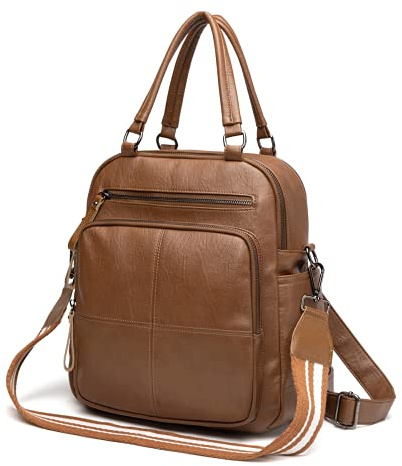 Kiepoar Damen Rucksack Schultertasche Leder 3 in 1