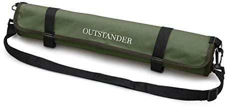 OUTSTANDER Chefs Knife Roll Bag with 11 Slots, Heavy Duty 16OZ Waxed Canvas Knives Case for Camping, Waterproof Storage Tool Wrap for Equipment of Chef, Comes with Shoulder Strap