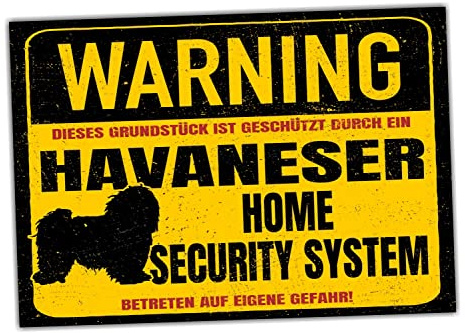 Havaneser Schild Warning Security System Türschild Hundeschild Warnschild Schild Hund