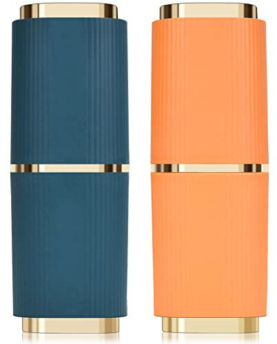 Zahnbürste Etui Reisebox, 2 Stück Zahnbürstenhalter Reisen Zahnbürste Zahnpasta Aufbewahrungsbox, Portable Zahnbürstenhülle Mundspülbecher, Kunststoff Zahnputzbecher Reise Zahnbürstenbox, Blau +Orange