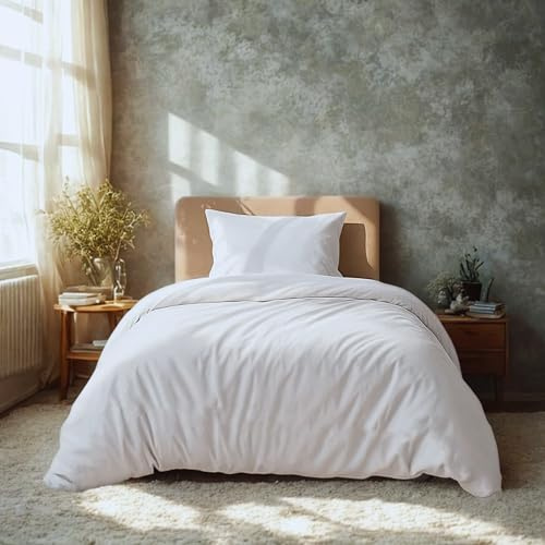 Komfortec Juego de Ropa de Cama de 135 x 200 cm con 1 Funda de Almohada de 40 x 80 cm, de Microfibra cepillada, Color Blanco