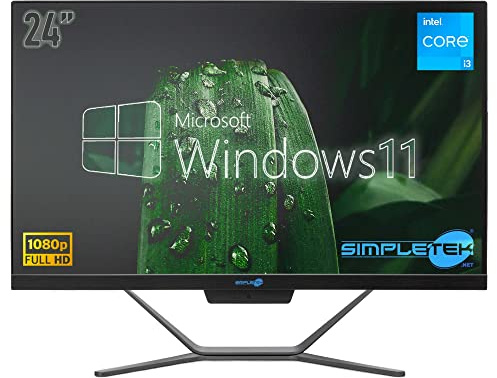 PC All in One Core i3 Windows 11 Pro 24 FHD | 8GB RAM SSD 240GB | Webcam integrada WiFi5 | Ordenador de sobremesa fijo Aio Oficina Casa Escuela - Simpletek