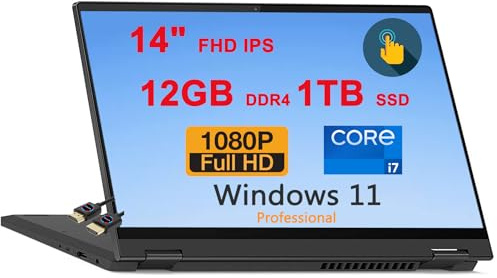 Lenovo IdeaPad Flex 5 14 2-in-1 Laptop | 14 FHD IPS Glossy Multi-Touch | 11th Gen 4-core i7-1165G7 | 12GB DDR4 1TB SSD | Fingerprint Backlit HDMI USB-C Win11Pro Graphite Grey + HDMI Cable