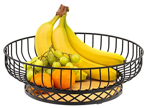 bremermann Obstkorb, Obstschale rund, Ø ca. 33,5 cm, schwarz matt, Bambusboden