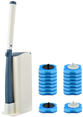 Disposable Toilet Brush with Holder 17PCS Set Toilet Cleaning Brush Disposable Bathroom Toilet Brush Holder Set Toilet Cleaning System Disposable Toilet Cleaning Brush Kit Toilet Bowl Brush Holder