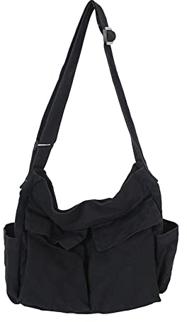 YILCER Bolso cruzado de lona para mujer, bolso de hombro de lona estético, bolso de mensajero Y2K, bolso Hobo para escuela, viajes, casual, diario