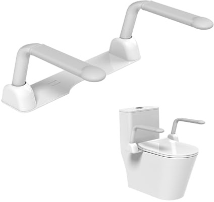 Heuffe Toilet Safety Rails,Folding Toilet Safety Frame，Toilet Handle Bars with Arms，Heavy Duty Hand Rail Support for Elderly Seniors Handicap and Disabled Adults