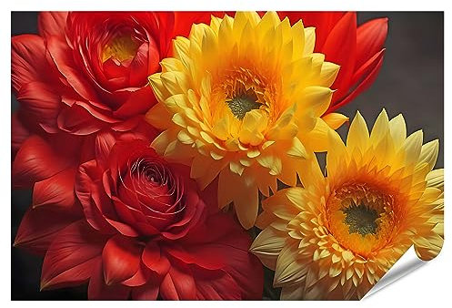 islandburner Image Poster Beau Bouquet de Fleurs Rouge Jaune Gerbera Noir Beau Bouquet Rouge Premium Images Photo