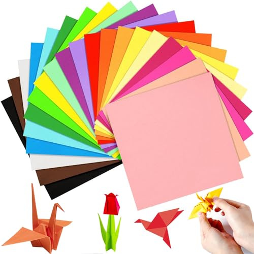 200 Blatt Buntes Papier 15 x 15cm, Cezmkio Farbiges Origami Papier Faltpapier in 20 Farben, 70g/m²papier 15 x 15cm Handgemachtes Kopierpapier Pastellpapier Cardstock für DIY