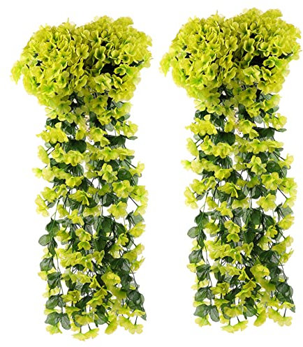 Amosfun 2pcs Realistic Artificial Wisteria Simulated Violet Flowers Lifelike Outdoor Decor for Wedding Party Decor