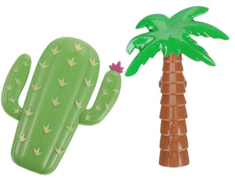 TOPBATHY Clip Per Telo Da Spiaggia in Plastica Resistente, Mollette Per Asciugamani Design Cactus e Albero Di Cocco, Porta Asciugamani Multiuso Per Sedie Da Piscina e Campeggio, Confezione Da 2 Pezzi