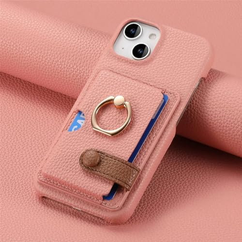 SRGDRR Custodia per telefono in pelle con supporto ad anello per iPhone 15 14 13 12 11 Pro Max 14 15 Plus X XS XR Portafoglio con porta carte Cover antiurto, Rosa, Per iPhone 13 Mini