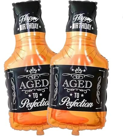 DIADARL Whisky Bottle Foil Balloons Aluminum Balloon Whiskey Bottle Shape Mylar Foil Balloon for Beer Party and Birthday Party Decoration(2 Pcs)