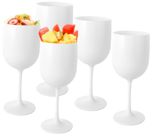 ASelected 5 copas de vino de plástico, 450 ml, copas de vino de plástico, para eventos, fiestas, pícnic, camping