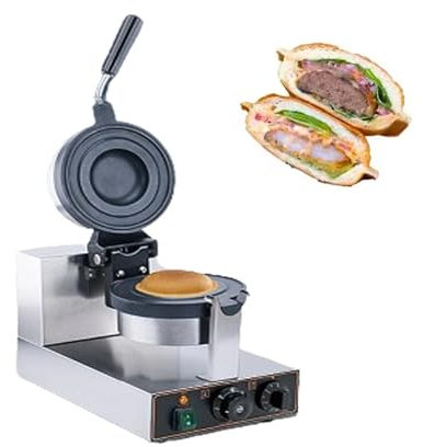 WHYYDSS Commercial Burger Waffle Maker, UFO Burger Machine, Rotating Ice Cream Burger Waffle Machine, Stainless Steel Burger Waffle Maker, for Home, Kitchen, Breakfast,Single