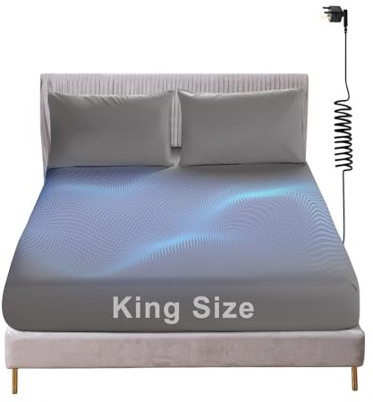 Grounding Fitted Sheet, Earthing Sheets King Size with 15ft UK Cord, Grounding Bed Sheet with 5% Silver Fiber & 95% Organic Cotton for Improving Sleep, Better Working (150x200cm)