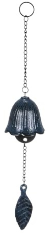M METERXITY 1 Pcs Carillon Éolien Japonais, Cloche de Temple Carillon Éolien Vintage Cloche de Vent en Métal pour l'Extérieur/Jardin/Patio, Carillon à Feuilles [Bleu]