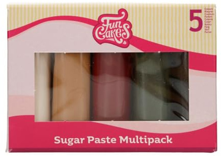 FunCakes Pasta De Azúcar Multipack Sparkling Palette, Fondant, Fácil de usar, Sabor Vainilla, Óptimo para la Decoración de Tartas, 5x100 g