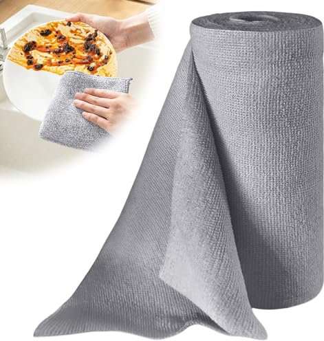 BAIFULAI 50 panni per la pulizia in microfibra, 30 x 30 cm, rimovibili, in microfibra, lavabili e riutilizzabili, molto assorbenti, per auto, cucina e casa, colore grigio
