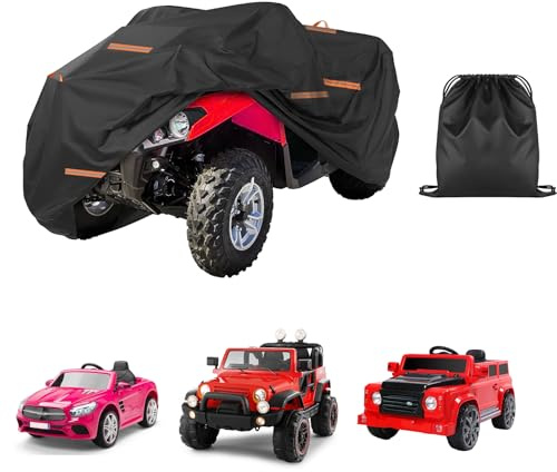 Kids Electric Car Cover Waterproof 420D Car Toy Cover Kids Ride-On Toy Car Cover Universal with Waterproof Strip, Reflective Strips and Windproof Buckles (140 * 86 * 86cm)
