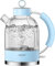 ASCOT Electric Kettle, Glass Electric Tea Kettle, Gift for Man/Women/Family, 1.5L Glass Tea Heater & Hot Water Boiler, BPA-Free, Auto Shut-Off and Boil-Dry Protection (Blue)