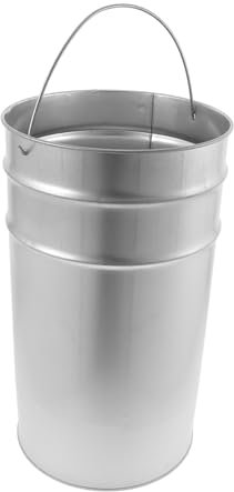 Amosfun Tambor Galvanizado Cubo De Basura Metalico Con Asa Interior Cubo De Basura De Gran Capacidad Contenedor De Para Uso Cocina o Jardin