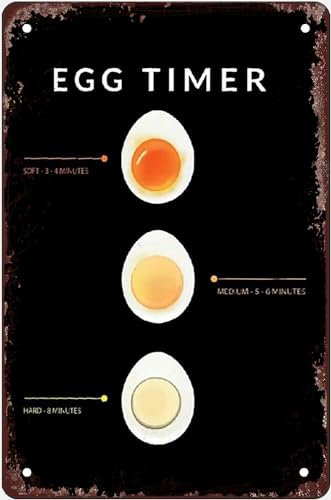 Egg Timer Metal Tin Signs Vintage Cooking Beginner's Guide Retro Poster Home Kitchen Farmhouse Room Dining Room Wall Decor Plaque Gift For Women Men 8x12 Inch