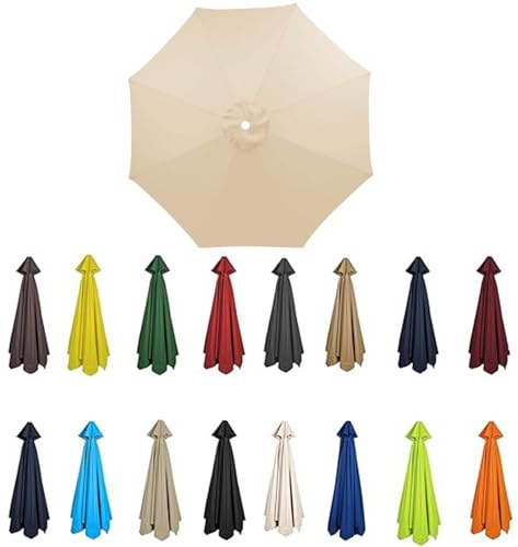 2m-3.5m Replacement Parasol Canopy, Umbrella Replacement Fabric, UPF 50+ Garden Parasol Replacement Canopy, Outdoor Replacement Fabric, 6/8 Rib for Garden Umbrella (Beige,8ribs:2.5m/8.2ft)