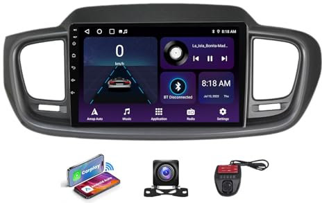 Android 13 9 QLED Écran Stéréo pour Kia Sorento 3 2014-2017 Voiture sans Fil Carplay/Android Voiture Local Météo/DSP FM RDS Dab+ Radio/Commandes au Volant/Bluetooth 5.0/Caméra(NF-5)