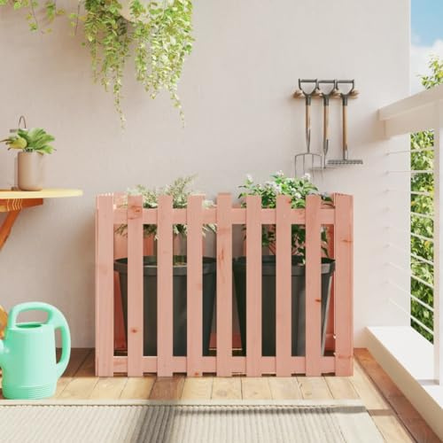 HaoChrymec Valla de Estacas para Parterres Elevados, Madera Maciza de Abeto Douglas, Diseño Robusto, Bordes de Jardín Exterior, Valla de Madera, 100x50x70 cm