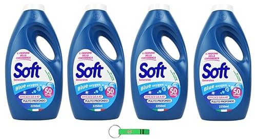 4 détergents doux Detersivo Lavatrice Blue - Lessive liquide - 50 lavages 2250 ml + porte-clés Beni Culinari gratuit