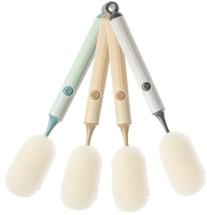 CONGARTENO 4pièces Brosse De Nettoyage Pour Bouteilles à Manche Long Brosse Éponge Douce Pour Bouteilles Eau Carafes Et Verres Lot