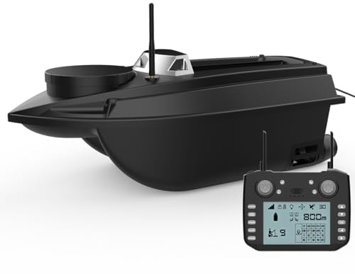 ExPrismarx Barco de cebo RC, V030 12 V 2.4 G de alta velocidad GPS de pesca con control remoto de 800 m con 40 puntos de referencia y capacidad de 3 kg de doble tolva, ideal para pesca de carpa