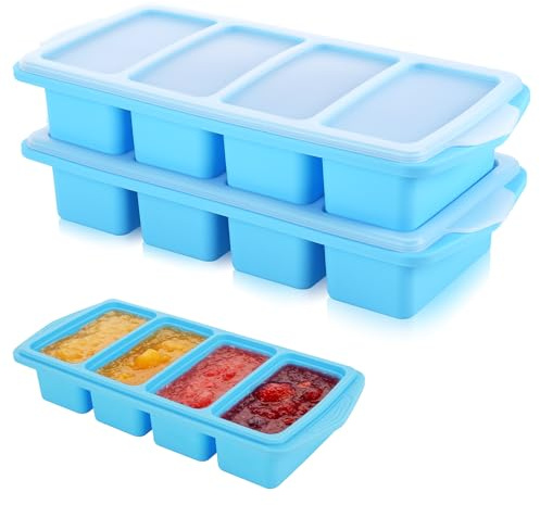 Huiguli 2 Stück Souper Cubes, 2L Silikon Gefrierform | Silikon-Gefrierbehälter mit Deckel, Suppen-Gefrierbehälter zur Aufbewahrung von Suppen, Saucen und Fertiggerichten