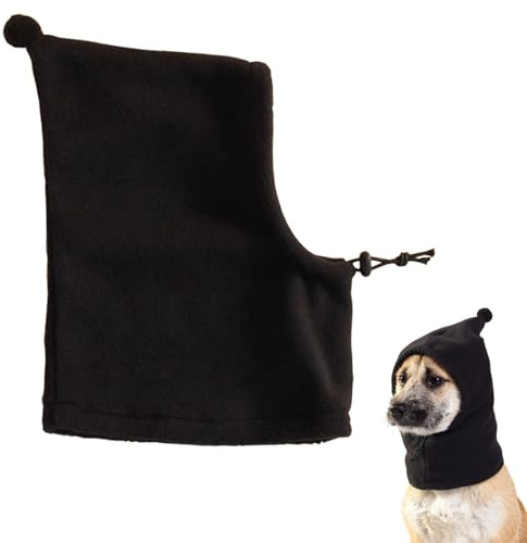 HhBdy Hunde-Schlauchschal für den Hals und Ohrenwärmer für Hunde, Hundemütze Warm Halten Hundeschal Einstellbar, Gehörschutz Hund Silvester Schwarz für Wärme Lärmreduzierung Entspannung (M)