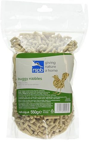 RSPB Buggy Nibble Treats, 550g, This Nibbles are like Hot Cakes to Wild Birds, A Delicacy that Few Birds Can Resist, Made with Mealworms, Premium UK Suet & Cereal. Supporting the RSPB