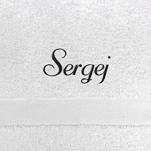 digital print Handtuch mit Namen Sergej Bestickt, 50x100 cm, weiß, extra Flauschige 550 g/qm Baumwolle (100%), Badetuch mit Namen besticken, Duschtuch mit Bestickung