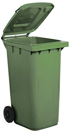 Cubo para la recogida diferenciada de residuos para uso externo de 240 litros, con 2 ruedas, medidas:58 L x 73 P x 107 H cm, color verde