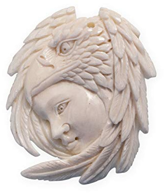 Fly Style Ketten Anhänger aus Knochen - Schamane mit Adler - Schamane Schmuck - Amulett Kette