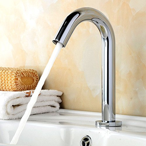 Automatic Sensor Faucet,Infrared Sensor Brass Chrome Faucet Water Tap Touchless Hands with Hose Control Box for Bathroom Basin Kitchen Sink