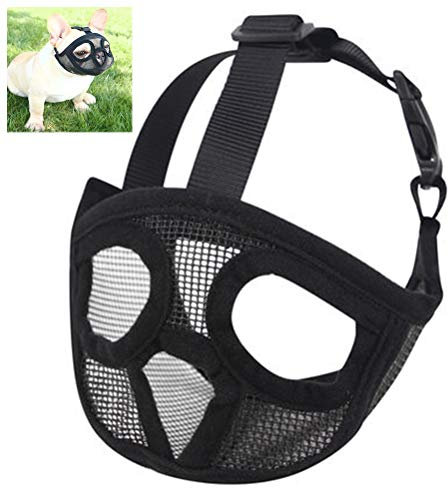 Hihey Maulkorb für Hunde mit abgeflachter Schnauze verstellbar atmungsaktiv: Englische Bulldogge Französische Bulldogge Pekingese Shih-Tzu Mops auch für Katzen geeignet(XS)