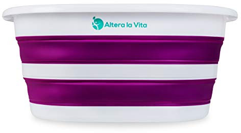 Altera la Vita Wäschekorb, Spülbecken, Waschschüssel, Wäschewanne, klappbar, faltbar für Camping und Haushalt, 27 Liter wasserdicht und platzsparend