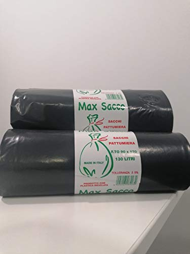 SACCHI 5 rollos negros grandes y resistentes para el cepillado condominial, 90 x 120 cm, 120 litros de 1 kg de papel