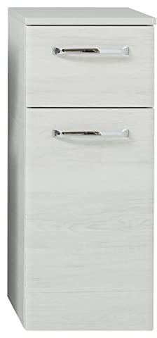 Pelipal Badezimmerschrank Quickset 936 in Eiche Weiß quer Nachbildung, 30 cm breit | Unterschrank mit 1 Tür, 1 Schubkasten und 1 Einlegeboden
