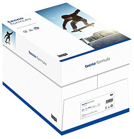 inapa Drucker-/ Kopierpapier tecno Formula: 75 g/m², A4, 2500 Blatt (5x500), hochweiß