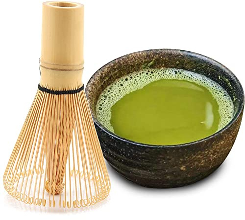 Fouet À Thé en Bambou, 54-100 Broches Réutilisable en Bambou Naturel Thé Vert Fouet en Poudre, Thé Fouet Chasen Préparation Fait Main Matcha Poudre Pinceau Outil (80 Prongs)