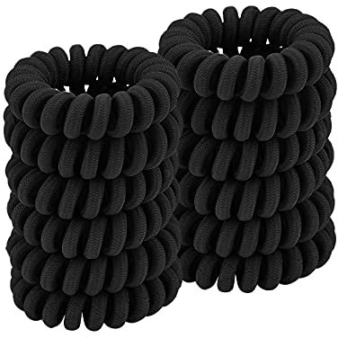 ZOUIQSS Spiralförmige Haargummis,Pferdeschwanzhalter,Telefonkabel-Haargummis für Frauen und Mädchen,spurlos,starker Halt,wasserfest,für alle Haartypen geeignet (Stoff,schwarz,12 Stück)