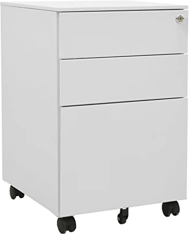 vidaXL Aktenschrank mit Rollen Rollcontainer Bürocontainer Schubladenschrank Büroschrank Stahlschrank Metallschrank Schrank Hellgrau 39x45x60cm Stahl