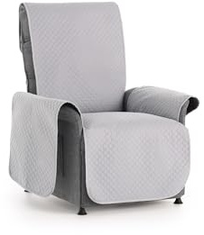 Textilhome Relaxsesselbezug Adele 1-Sitzer Gesteppt Wendbar Hellgrau | Reversibler, gesteppter Sofaschutz mit universeller Passform. Schützt vor Flecken, Tierhaaren, Staub und Abnutzung. Waschbar.